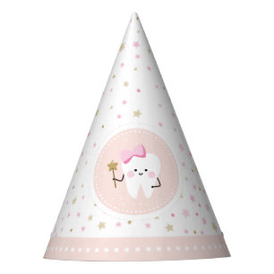 First Tooth Baby Peach Pink White Girl Party Hat
