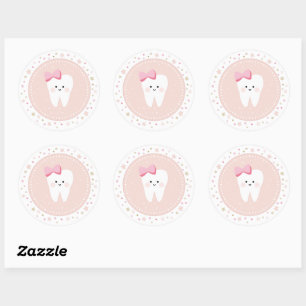 First Tooth Party Pink Decorative Sticker