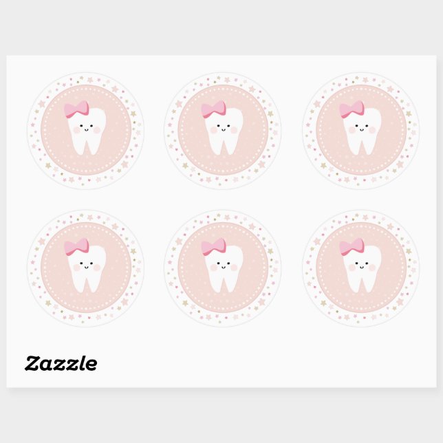 First Tooth Party Pink Decorative Sticker (Sheet)