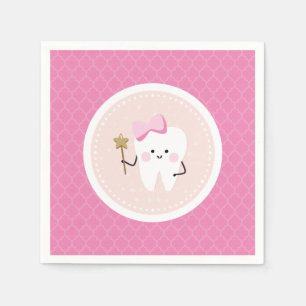 First Tooth Pink Paper Napkin