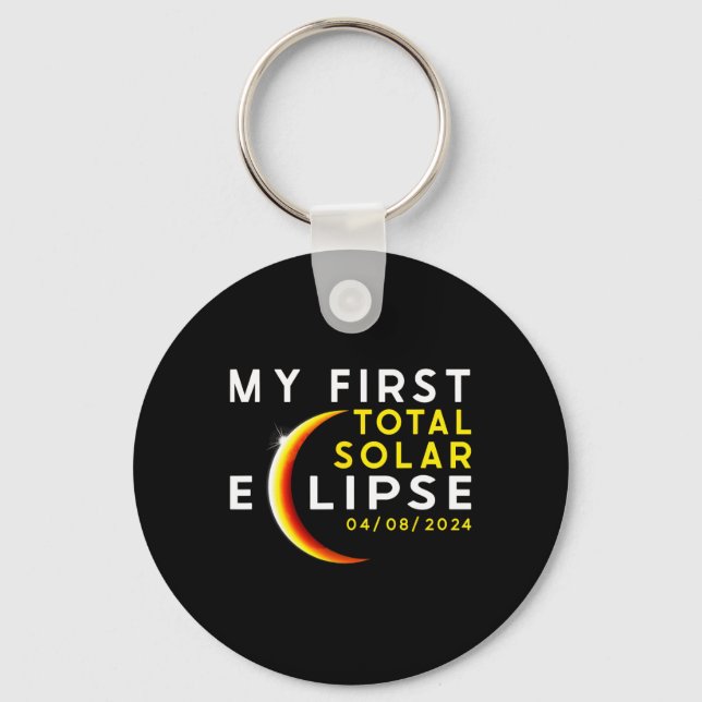 First Total Solar Eclipse April 8th Toddler Kids E Key Ring (Front)
