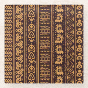 First tribal ethnic, seamless pattern. glass coaster