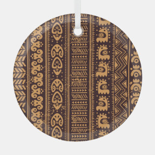 First tribal ethnic, seamless pattern. glass tree decoration