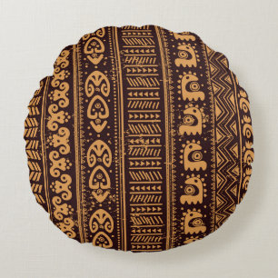 First tribal ethnic, seamless pattern. round cushion