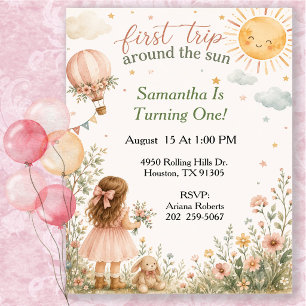 First Trip Around Sun 1st Birthday Party Invitation