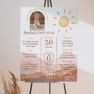 First Trip Around Sun Birthday Milestone Poster