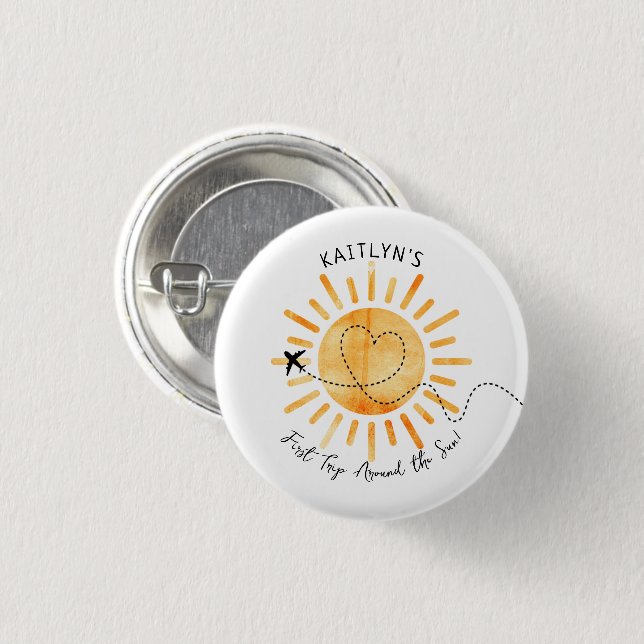 First Trip Around The Sun 1st Birthday 3 Cm Round Badge (Front & Back)
