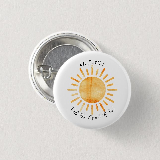 First Trip Around The Sun 1st Birthday 3 Cm Round Badge (Front & Back)