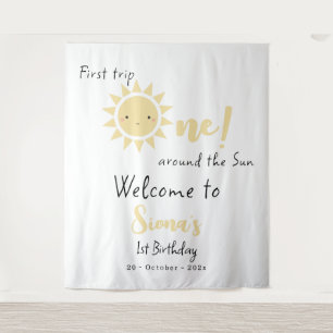 First Trip Around The Sun 1st Birthday Backdrop Tapestry