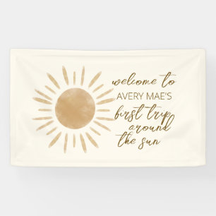 First Trip Around the Sun 1st Birthday Boho Banner