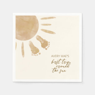 First Trip Around the Sun 1st Birthday Boho  Napkin