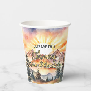 First Trip Around the Sun 1st Birthday Boho Nature Paper Cups