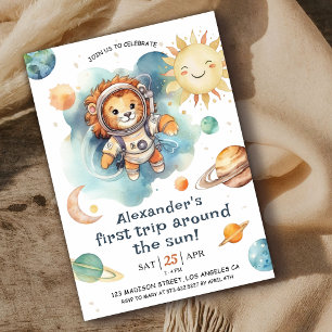 First Trip Around The Sun   1st Birthday Boy Invitation