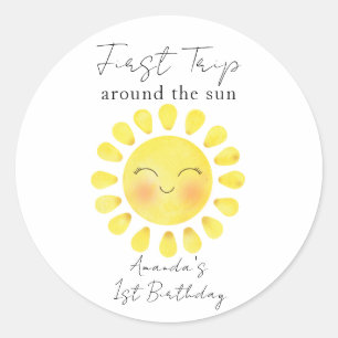 First Trip around the Sun 1st Birthday Classic Round Sticker