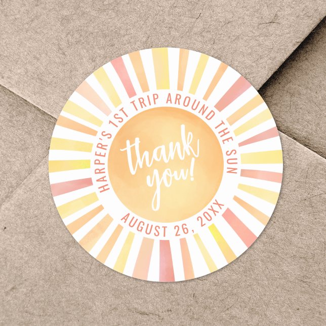 First Trip Around The Sun 1st Birthday Classic Round Sticker (First Trip Around The Sun 1st Birthday Classic Round Sticker )