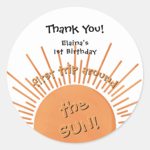 First Trip Around The Sun 1st Birthday Classic Round Sticker