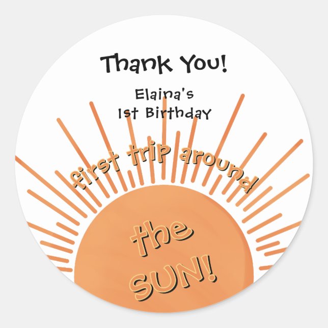 First Trip Around The Sun 1st Birthday Classic Round Sticker (Front)