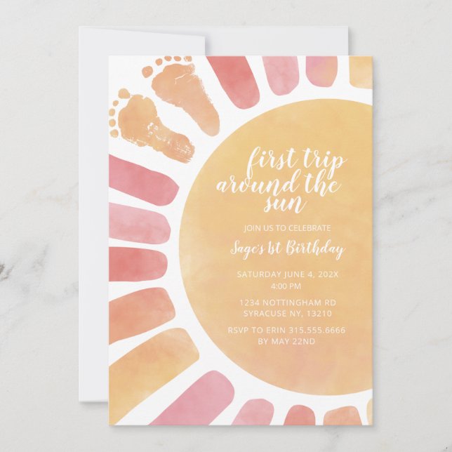 First Trip Around the Sun 1st Birthday Invitation  (Front)