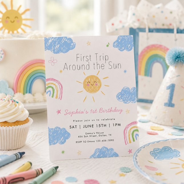 First Trip Around the Sun 1st birthday Invitation (Creator Uploaded)