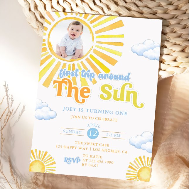 First Trip Around the Sun 1st Birthday Invitation (Creator Uploaded)