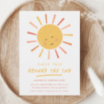 First Trip Around the Sun 1st Birthday Invitation<br><div class="desc">A First Trip Around the Sun 1st Birthday Party Invitation with cute sun and modern design. Click the edit button to customise this design with your details.</div>