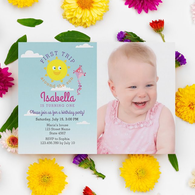 First Trip Around The Sun 1st Birthday Invitation (Creator Uploaded)