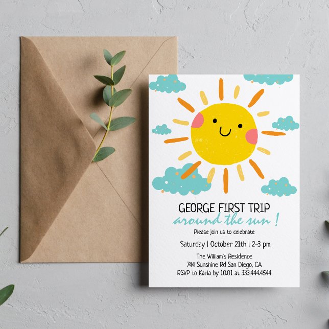 First Trip Around The Sun 1st Birthday  Invitation (Creator Uploaded)