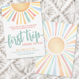 First Trip Around The Sun 1st Birthday Invitation