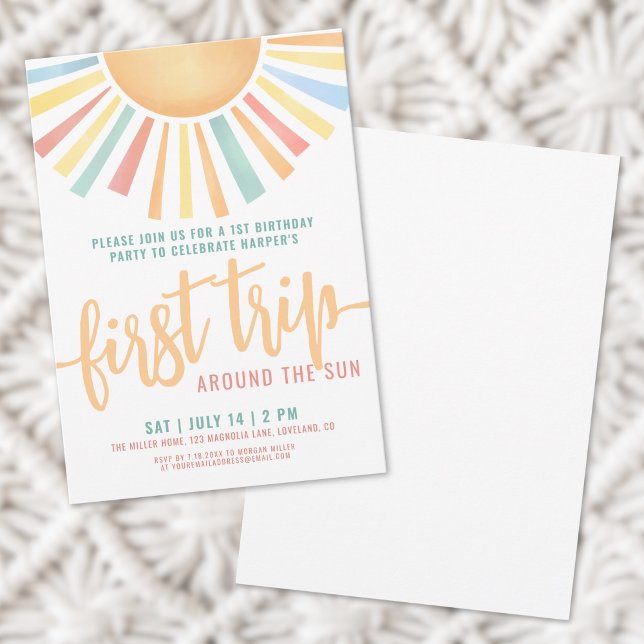 First Trip Around The Sun 1st Birthday Invitation (First Trip Around The Sun 1st Birthday Invitation)