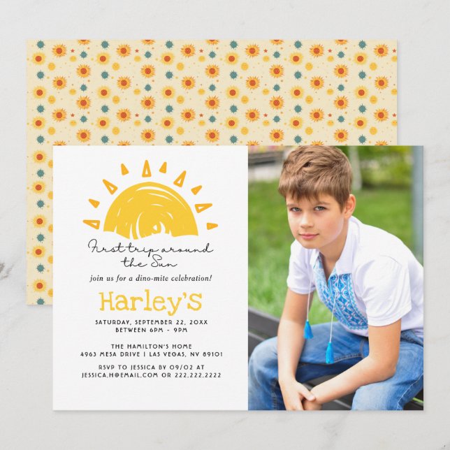 First Trip Around The Sun 1st Birthday Invitation (Front/Back)