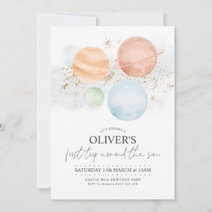 First Trip Around the Sun 1st Birthday Invitation
