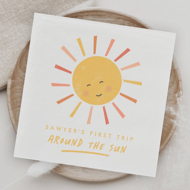 First Trip Around the Sun 1st Birthday Napkin (Creator Uploaded)