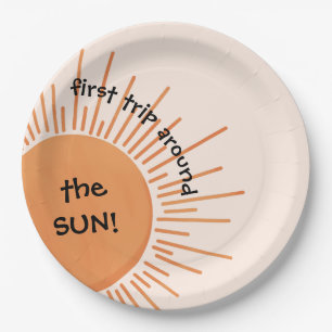 First Trip Around The Sun 1st Birthday Paper Plate