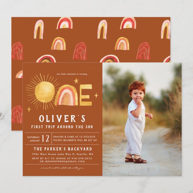 First Trip Around The Sun | 1st Birthday Party   Invitation (Front/Back)