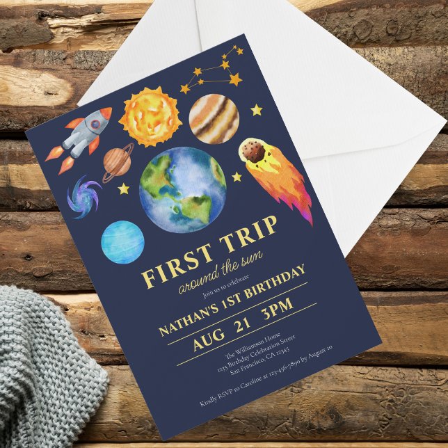 First Trip Around The Sun 1st Birthday Party  Invitation (Creator Uploaded)