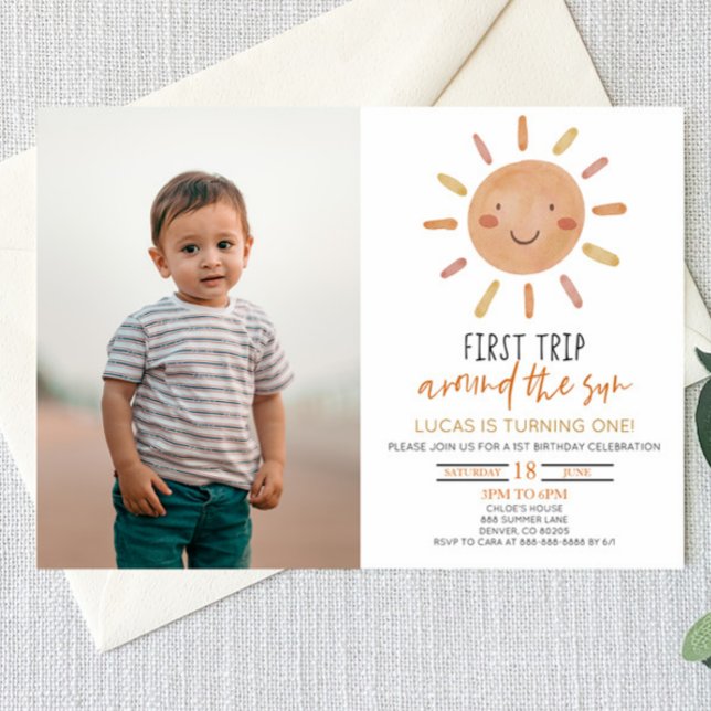 First Trip Around The Sun 1st Birthday Party Invitation (Creator Uploaded)