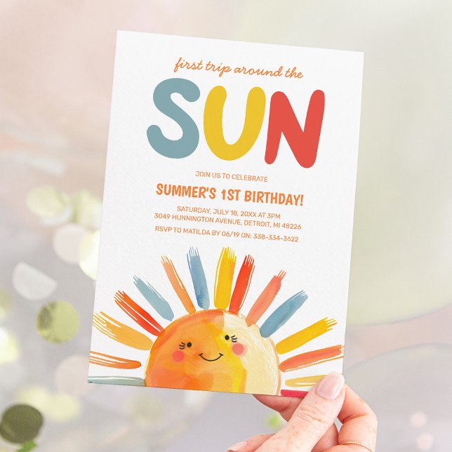 First Trip Around The Sun 1st Birthday Party Invitation (Creator Uploaded)