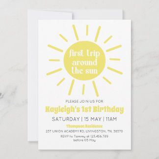 First Trip Around The Sun 1st Birthday Party Invitation