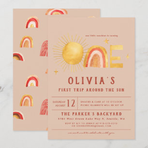 First Trip Around The Sun   1st Birthday Party  Invitation