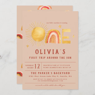 First Trip Around The Sun   1st Birthday Party  Invitation