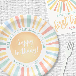 First Trip Around The Sun 1st Birthday Party Paper Plate
