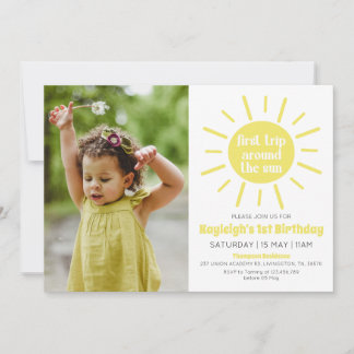 First Trip Around The Sun 1st Birthday Photo Invitation