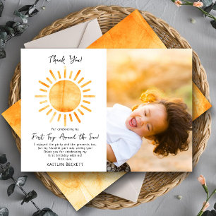 First Trip Around The Sun 1st Birthday Photo Thank You Card