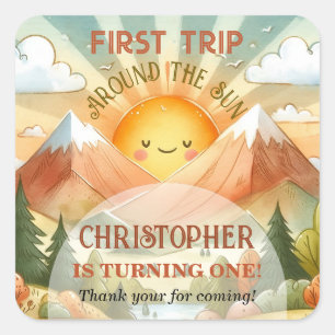 First Trip Around the Sun 1st Birthday Square Sticker
