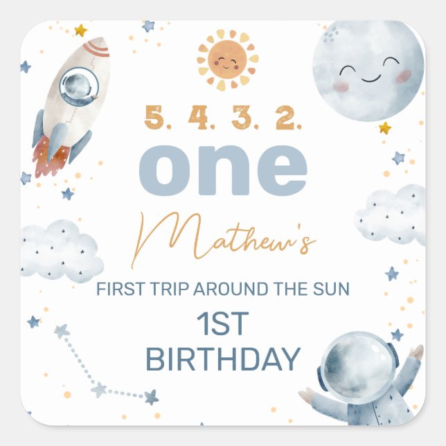 First Trip Around the Sun 1st Birthday Sticker (Front)