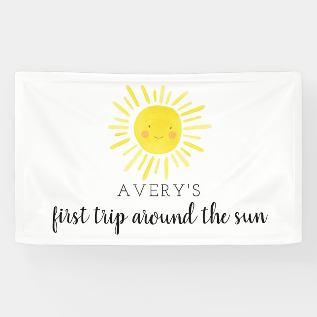 First Trip Around The Sun 1st Birthday Sunshine Banner (Horizontal)