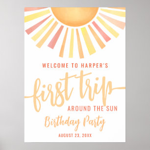 First Trip Around The Sun 1st Birthday Welcome Poster
