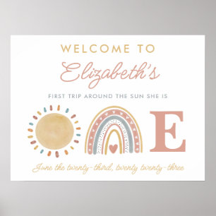 First Trip Around the Sun 1st Birthday Welcome Poster