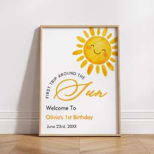 First Trip Around the Sun 1st Birthday Welcome Poster