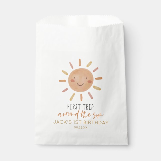 First Trip Around The Sun 1st First Birthday Favour Bags (Front)